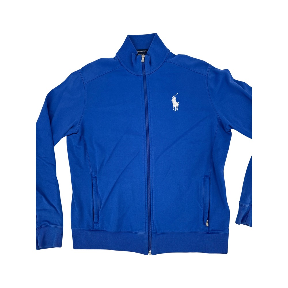 Ralph Lauren Big Pony Golf Jacket Women Large Blue Pima Cotton Full Zip Logo